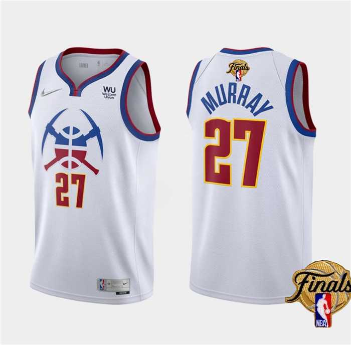 Mens Denver Nuggets #27 Jamal Murray White 2023 Finals Earned Edition Stitched Basketball Jersey Dzhi